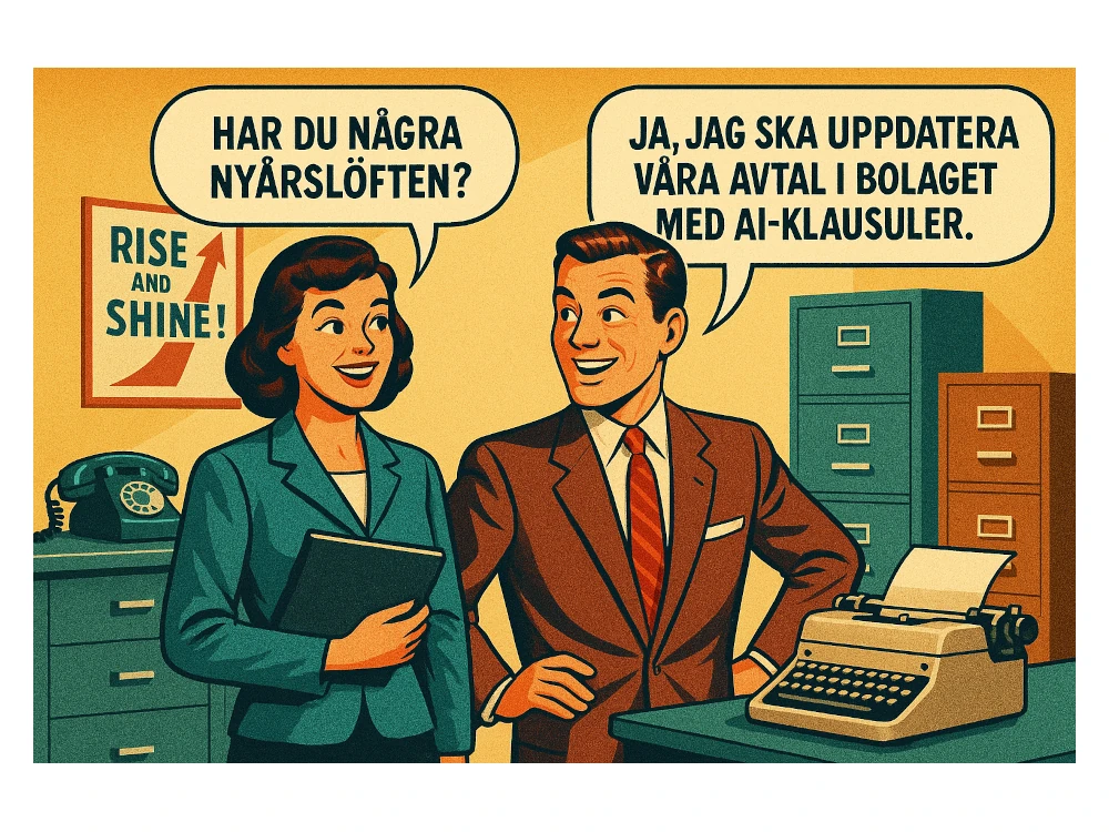 Människor som pratar om AI-klausuler