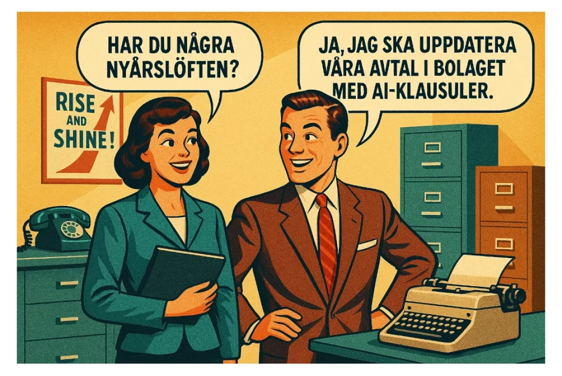 Människor som pratar om AI-klausuler